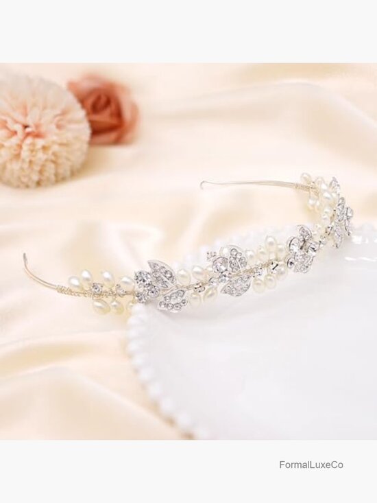 Wedding Headband with Pearls and Rhinestones Tiara Hair Accessory main image 5